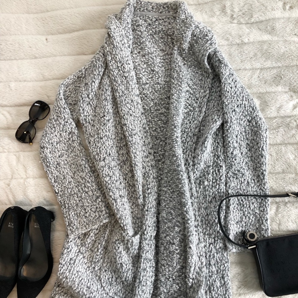 Vince Gray Wool and Cotton long Cardigan
